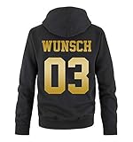 Comedy Shirts - Wunsch - Herren Hoodie - Schwarz/Gold - Gr. XL