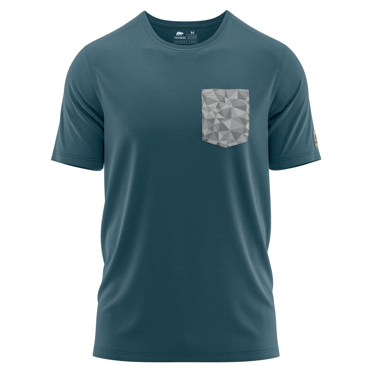 FORSBERG T-Shirt mit Brusttasche im polygonen Design Weiss, Petrol, Farbe:Nachtblau/grau, Größe:M