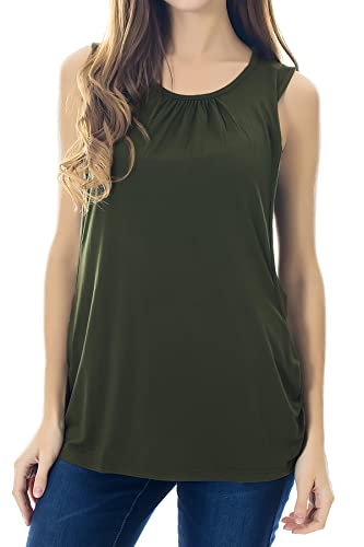 Smallshow Damen Mutterschafts Stillshirt Tank Tops Sommer Ärmellos Stillen Kleidung Army Green X-Large