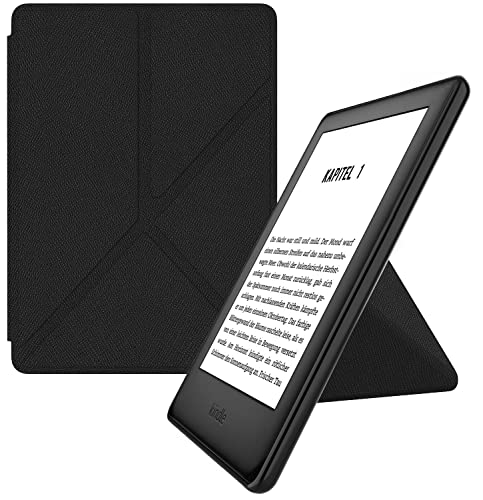 MyGadget Origami Hülle für Amazon Kindle Paperwhite 10.Generation (Modell 2019 - J9G29R - 6 Zoll) - Kunstleder - Auto Sleep/Wake Funktion - Flip Case in Schwarz
