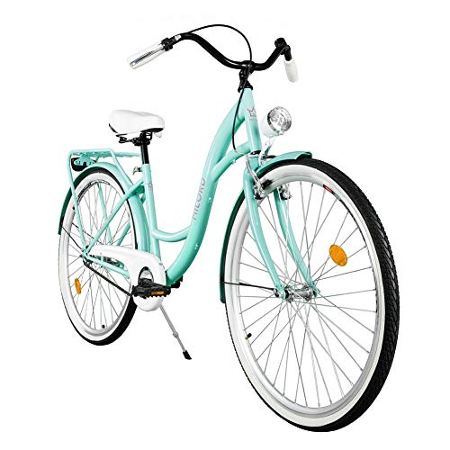 Milord. Komfort Fahrrad mit Rückenträger, Hollandrad, Damenfahrrad, 1-Gang, Aqua Blau, 26 Zoll
