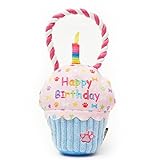 Pet London Happy Birthday Cupcake Hundespielzeug mit Quietscher und Seilzug - Feiern Sie den Geburtstag Ihres Hundes oder Adoptionsgeschenk