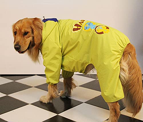 MOTT Extra großer Hunde-Regenmantel mit Kapuze, verstellbarer Kordelzug, Ganzkörper-Hunde-Regenmantel mit 4 Beinen, Outdoor-Hundejacke mit Kragenloch