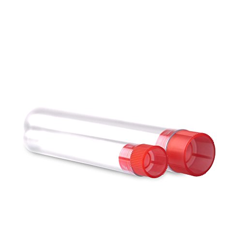 Tuuters 100x Kunststoff Reagenzgläser mit rotem Verschluss, Röhrchen (150x Ø 16mm)