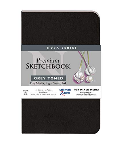 Stillman & Birn Sketchbook, 5.5" x 8.5", GSM (Heavyweight), Grey Paper, Medium Grain Surface Nova Serie graues Softcover Skizzenbuch 14 x 21,6 cm 150 g/m² (schwer), Papier, mittelkörnige Oberfläche