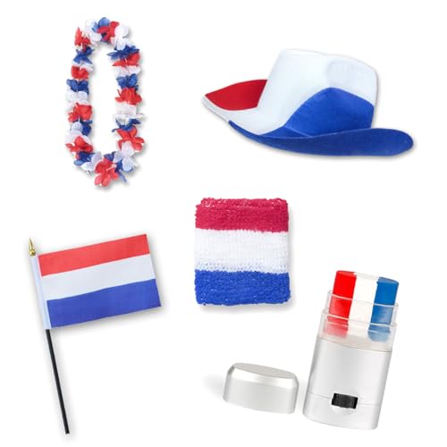 Sonia Originelli Fan-Paket EM Niederlande Netherlands Fußball Hut Kette Schminke Schweißband Flagge
