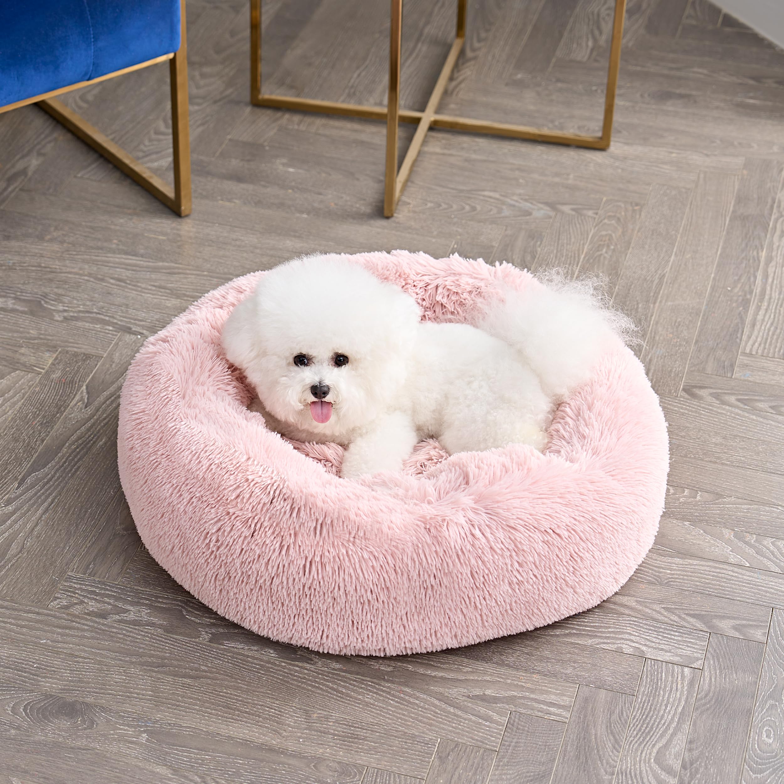Juicy Couture Devon Haustierbett für Hunde und Katzen, rund, Kunstfell, mittelgroß, Pink