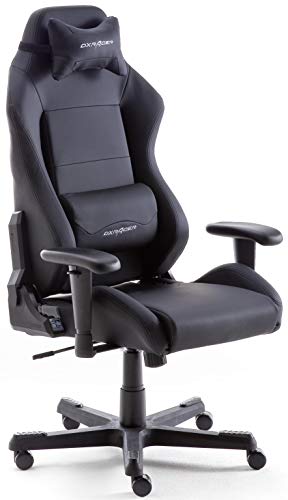 Robas Lund OH/DE01/N DX Racer 3 Gaming-/ Büro-/ Schreibtischstuhl, mit Wippfunktion Gamer Stuhl Höhenverstellbarer Drehstuhl PC Stuhl Ergonomischer Chefsessel, schwarz