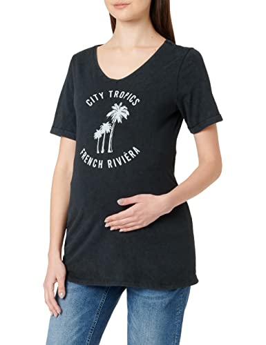 Supermom Damen Tee Short Sleeve Palm Trees T-Shirt, Black-P090, XXS