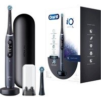 Oral-B iO 7 Elektrische Zahnbürste/Electric Toothbrush, Magnet-Technologie, 2 Aufsteckbürsten, 5 Putzmodi für Zahnpflege, Display & Reiseetui, Designed by Braun, black onyx