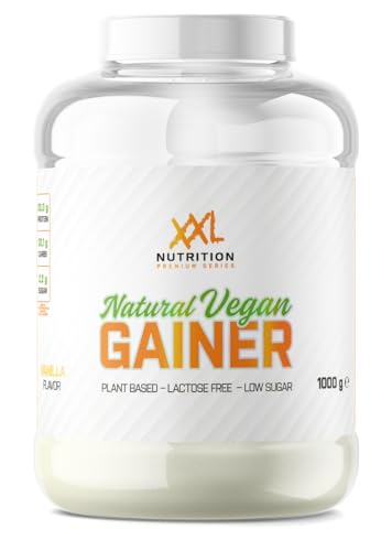 XXL Nutrition - Natural Vegan Gainer - Veganes Mass Gainer, Weight Gainer - Vanille - 1000 Gramm
