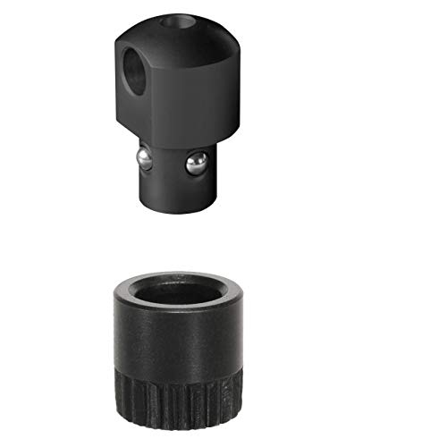 HALDER Unisex – Erwachsene Push & GO Stud Adapter + Buchse, Ø 6 x 1 mm, schwarz, mit Aufnahmebuchse für Montage in Holz, drehbar, 6,0 mm