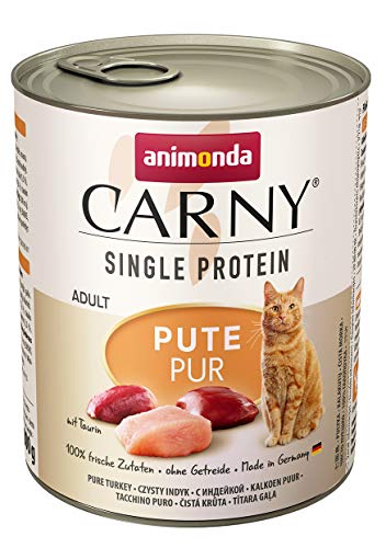 animonda Carny Single Protein adult Katzenfutter, Nassfutter für ausgewachsene Katzen, Pute Pur, 6 x 800 g