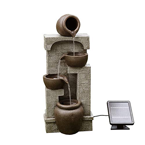 Teamson Home Solar Power Water Fountain Garten Bronze Stein Wasser Feature Ornament Pt-SF0004