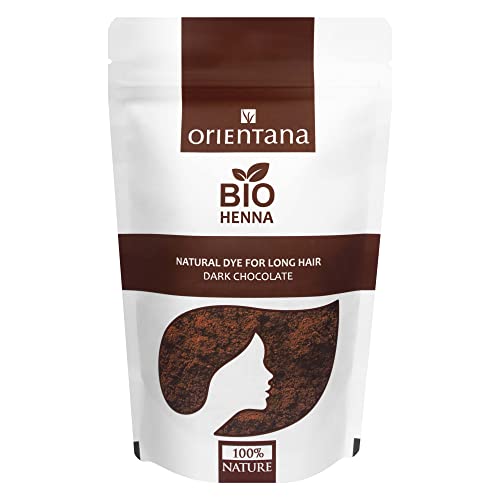 Orientana - Bio Henna Haarfarbe | DunkleSchokolade | 100% Vegan Natural Bio Pulver Für Langes Haar | Eine Dauerhafte Braune Pflanzenhaarfarbe Die Dem Haar Fülle Verleiht - 100g