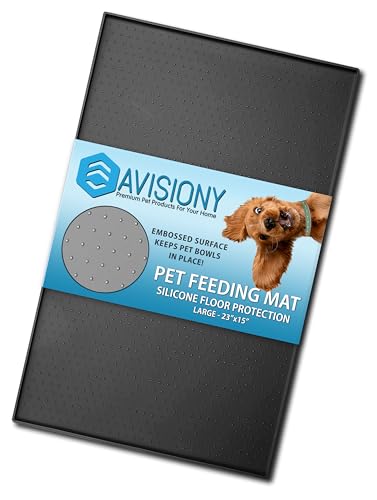 Avisiony Haustiermatten für Hunde – Hundematte – Haustierfuttermatte, ideale Größe 55,9 x 35,6 cm – wasserdichtes Silikon – Matte für Futternäpfe Platzsets + eBook mit Tipps für Hunde/Katzen und gesunden Rezepten