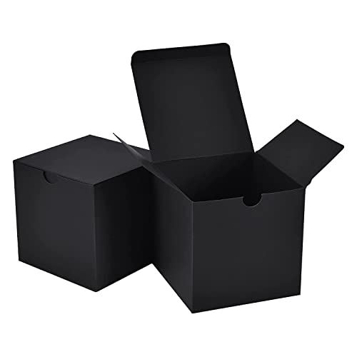 Oikabio Geschenk Kasten, Kleine Geschenk Kasten 50 StüCke, Schwarze Kraft Papier Kasten mit Deckel für Party Geschenke, Ornamente, BäCkerei Kekse, 4X4X4