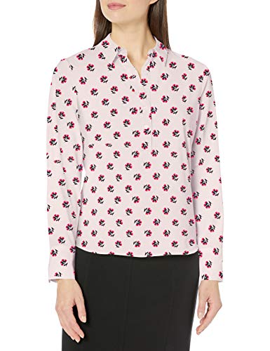 Lark & Ro Women's Collared Blouse Popover dress-shirts, Blush Tossed Floral, US 10 (EU M - L)