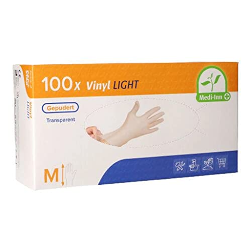 Medi-Inn Vinyl Light Einmalhandschuhe gepudert transparent (10 x 100 = 1000 Stück, M)