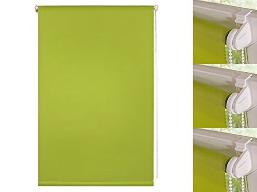 deko-raumshop Klemmfix Rollo Kettenzugrollo Seitenzugrollo Fenster Rollo Stoff lichtdurchlässig Blickdicht halbtransparent Montage ohne Bohren Klemmrollo Vorhang (Größe 75 x 150 cm, Farbe Grün)