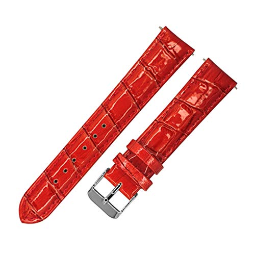 12mm-20mm-echtes Leder-Uhrenarmband Dornschließe aus Edelstahl Armband Bambusmuster Men Strap Ersatz Zubehör Typ-1-Silberschnalle, 18mm