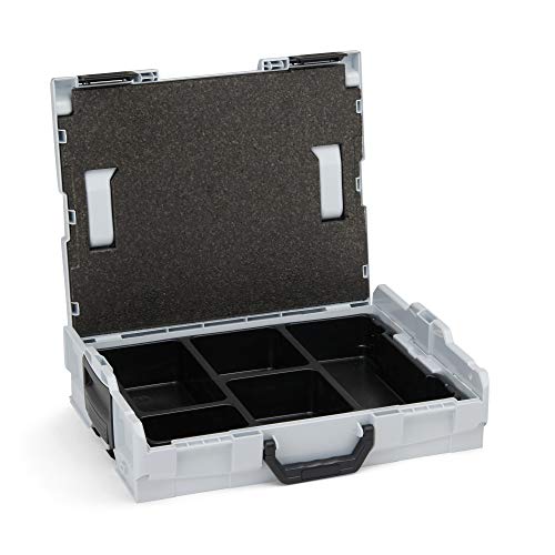 Sortimentsbox klein leer | L-BOXX 102 (grau) mit 5-fach Einlage | Profi Werkzeugkoffer leer inkl. Sortimentskasten Einsätze | Sortierkasten tragbar