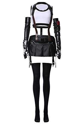 Harrypetter Tifa Lockhart Cosplay Kostüm Damen FF7 Fasching Halloween Karneval Outfit Gr. 46, weiß