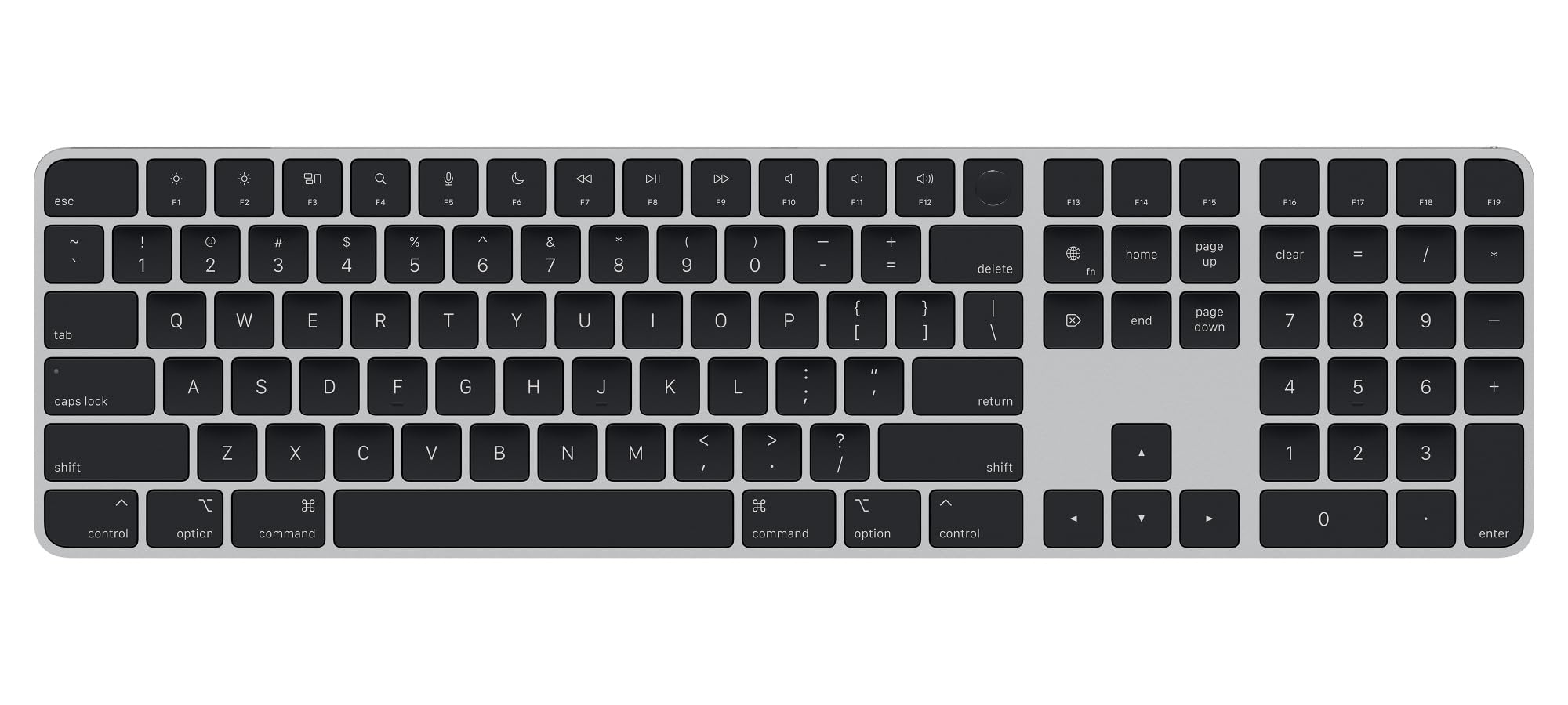 Apple Magic Keyboard mit Touch ID und Ziffernblock: Bluetooth, wiederaufladbar. Kompatibel mit Mac Computern Chip; Englisch, GB, Schwarze Tasten