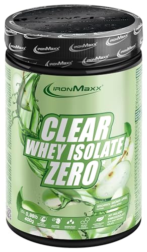 IronMaxx Clear Whey Isolate Zero - Green Apple 400g Dose | wasserlösliches Eiweisspulver | Protein Limonade mit fruchtig-erfrischendem Geschmack | Laktosefreies Clear Protein