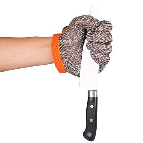 ThreeH Schnittfeste Handschuhe Rostfreier Stahl Netzhandschuhe für Metzger, Restaurantarbeit, Fleischverarbeitung, Schneiden, Hacken GL08 XL (1 Stück)