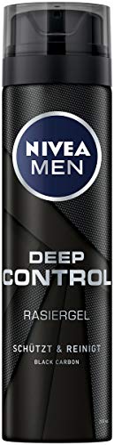 NIVEA MEN Deep Control Rasiergel im 6er Pack (6 x 200 ml), Rasiergel für eine angenehme Rasur, Rasiergel für Herren mit Black Carbon