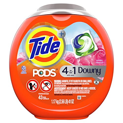 Tide PODS 4 in 1, Plus Downy, Laundry Cleanent Liquid Pacs, April Fresh, 43 Count - Packaging May Vary