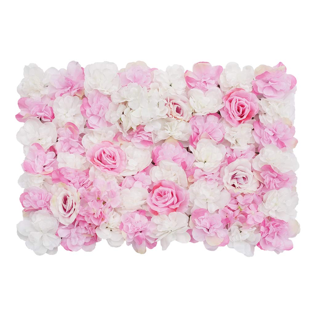 Shiwaki Flower Panels Artificial Flowers Wall Screen Romantic Floral Backdrop Hedge Home Decor Wedding Party Background - Pink Rose