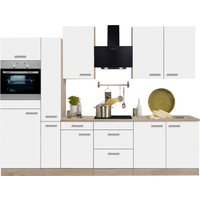 OPTIFIT Küchenzeile mit E-Geräten 'OPTIkompakt Zamora' weiß/eichefarben 300 cm