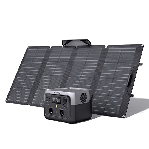 EF ECOFLOW Tragbare Powerstation River 2 MAX mit 160W Faltbare solarpanel, 512Wh Generator mit LiFeP04, Balkonkraft für Camping/zu Hause, Kleine Verpackungsmängel, Produkt unbenutzt(Generalüberholt)
