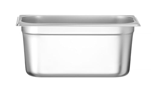 HENDI 800447 Gastronormbehälter, Temperaturbeständig von -40° bis 300°C, Heissluftöfen-Kühl- und Tiefkühlschränken-Chafing Dishes-Bain Marie, 5,7L, GN 1/3, 325x176x(H)150mm, Edelstahl