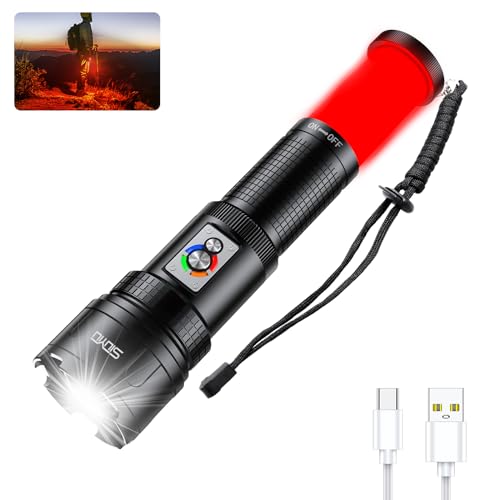 Siuyiu Taschenlampe, Taktische Taschenlampe, 200.000 Lumen Taschenlampe Led Aufladbar, COB, Zoom, IPx4 Wasserdicht Für Notfälle, Outdoor, Zuhause, Camping, Wandern