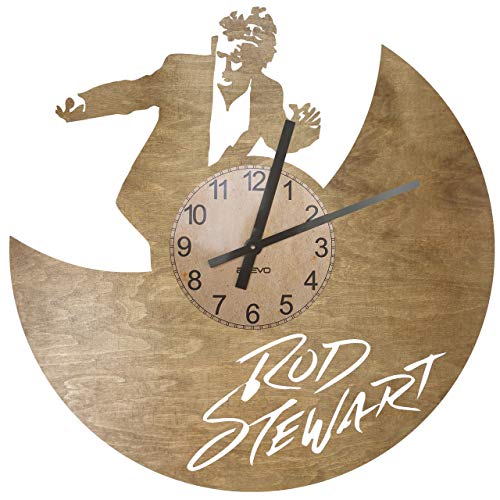 EVEVO Rod Stewart Wanduhr aus Holz 50cm 109 Farben zur Auswahl Retro-Uhr Handgefertigte Vintage Geschenk Stil Raumdekoration Hause Großes Geschenk Uhr Rod Stewart