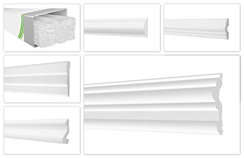 HEXIMO Wandleisten aus Styropor XPS - Hochwertige Stuckleisten leicht & robust im modernen Design - (50 Meter Sparpaket FG3-50x14mm) Stuck Friesprofile Zierprofile Styroporprofile Stuckprofile