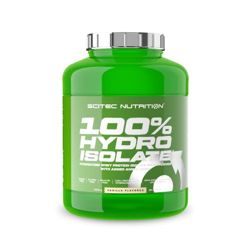 Scitec Nutrition 100% Hydro Isolate, Aromatisiertes Getränkepulver mit hydrolysiertem Molkeproteinisolat, L-Glutamin, L-Arginin und mit Süßungsmitteln, 2000 g, Vanille