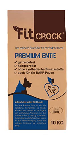 cdVet Naturprodukte Fit-Crock Premium Ente Mini 10 kg - Hund - Futter - getreidefrei - allergiearm - bei fütterungssensiblen Hunde - ausgewogene + hochwertige + natürliche Zutaten - kaltgepresst