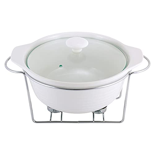 4BIG.fun 2,4L Keramik Speisenwärmer Wärmebehälter Chafing-Dish Teelicht Warmhaltegerät Warmhaltebehälter