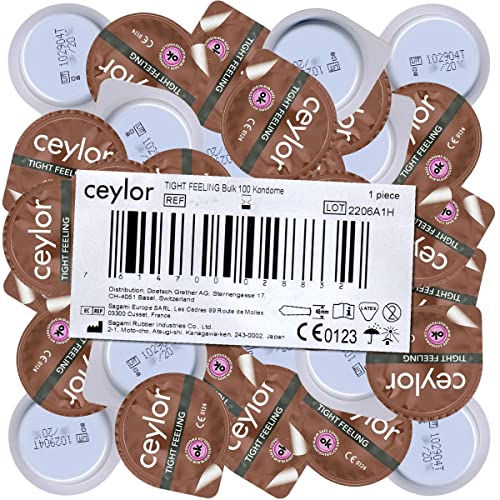 Ceylor Tight Feeling 100 Kondome mit extra enger Öffnung, 45mm Breite, Großpackung, verpackt im hygienischen"Dösli", einfach zu öffnen, schnelleres Überziehen, Premium-Qualität