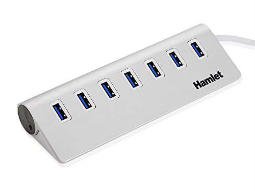 Hamlet xusb370ms – Hub USB 3.0 7 Port Aluminium + Netzteil 3.0 A. Kompatible Mac und PC