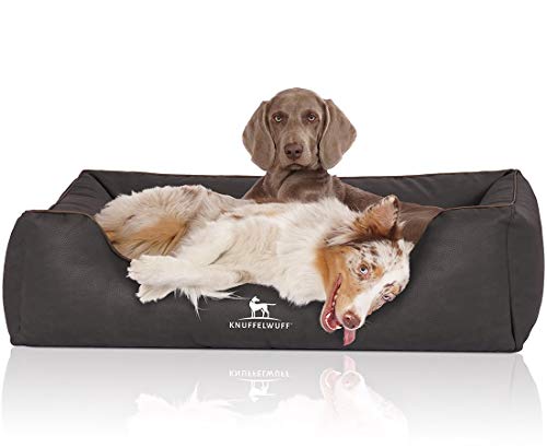Knuffelwuff Hundebett Scottsdale aus Kunstleder Übergröße XXXL 155 x 105cm Schwarz
