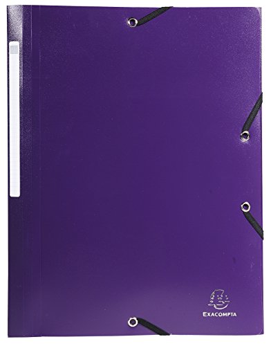Exacompta 55818E Packung (mit 10 Sammelmappen aus PP mit 3 Klappen, Gummizug, blickdicht, ideal für Ihre Dokumente DIN A4) 10 Stück violett
