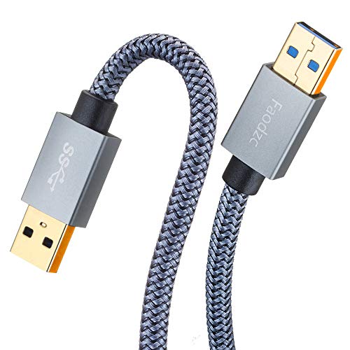 Faodzc USB 3.0 A Stecker auf A Stecker, USB 3.0 auf USB 3.0 Kabel, Nylongeflecht, USB-Stecker auf Stecker, Doppelend-Kabel, kompatibel mit Festplattengehäuse, DVD-Player, Laptop