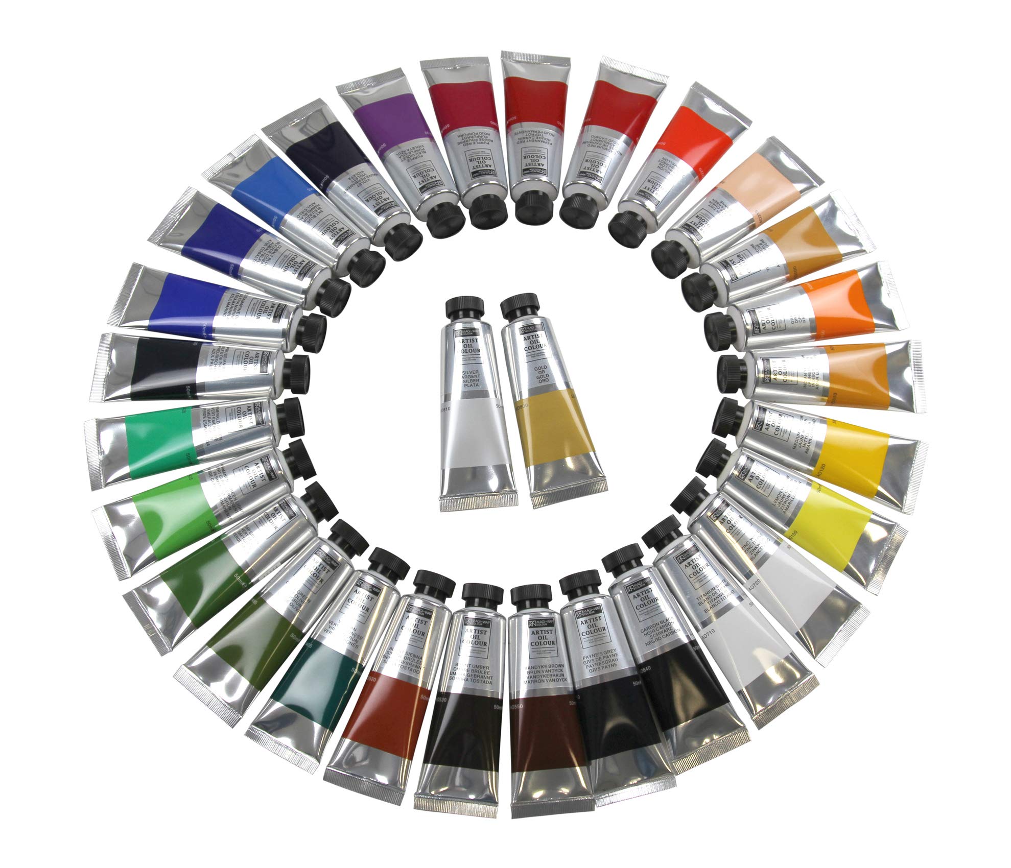 MAGI Künstler Ölfarbe 50ml, 30er-Set Tube feine Künstlerqualität, hochwertige Farben zum Malen (00-30er Set, 30 hochwertige Farben)