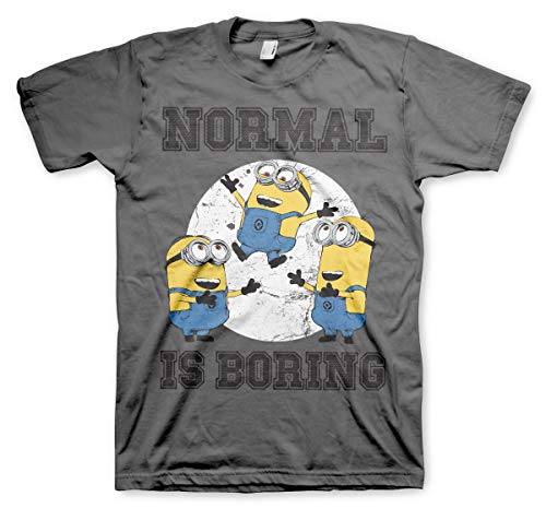 MINIONS Offizielles Lizenzprodukt Normal Life is Boring Herren T-Shirt (Dark Grau), XL