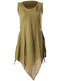 Vishes - Alternative Bekleidung - Zipfeliges Lagenlook Shirt Tunika aus handgewebter Baumwolle - im Used-Look oilve 38 (M)
